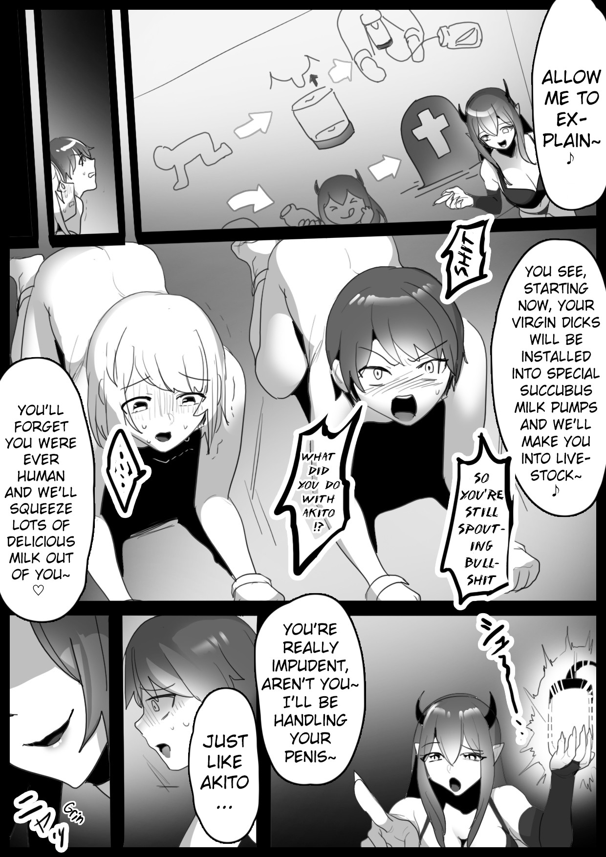 Hentai Manga Comic-Sakubatsu ~Turned into Livestock and Getting our Penises Milked by Succubus Sisters~-Read-4